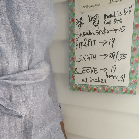 PURE LINEN 2pocket Button Front Belted HighLow Dress S - Picture 5 of 5